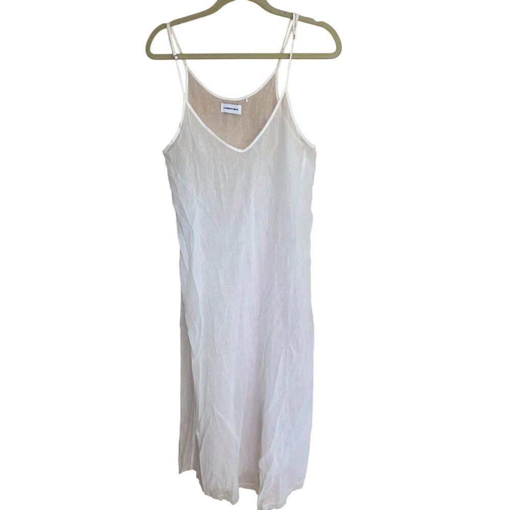 Laurence Bras Womens Dress Sheer Size 2 White Slip Sheer V Neck Pure Cotton